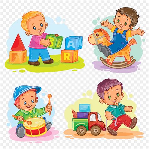 Kids Playing Toys Clipart