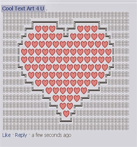 Heart Emoji Art Code For Facebook Comments | Cool ASCII Text Art 4 U