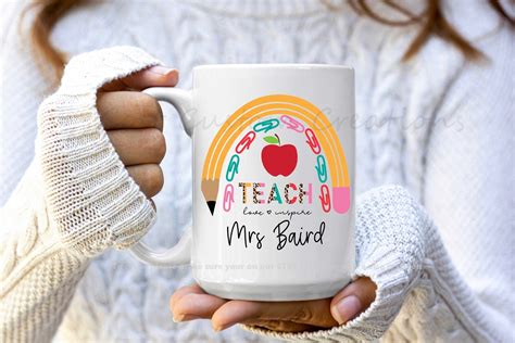 Personalized Teacher Gift Mugs School Mugs Teach Love - Etsy