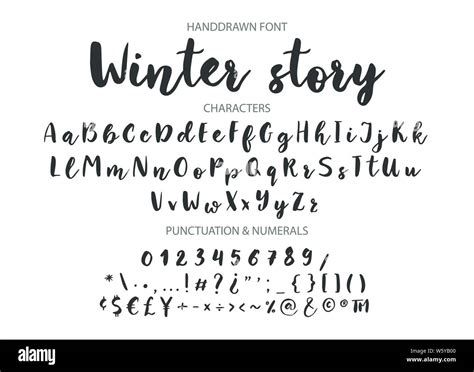 Winter story. Handwritten Brush font for lettering quotes. Hand drawn ...