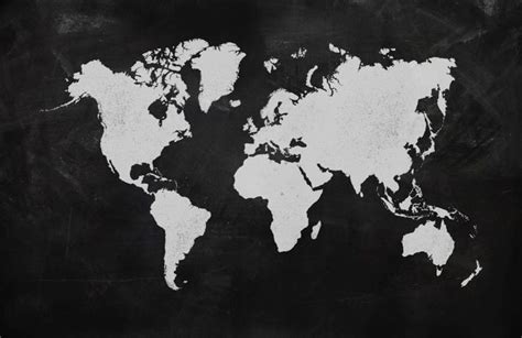 Black World Map Wallpaper Mural | Hovia CA | World map wallpaper, World ...