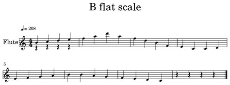 B flat scale - Sheet music for Flute