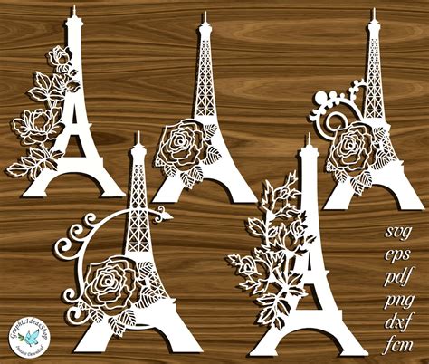 5 Eiffel Tower svg Silhouette cut file for cutting machines | Etsy