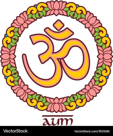 Aum - om - symbol in lotus frame Royalty Free Vector Image