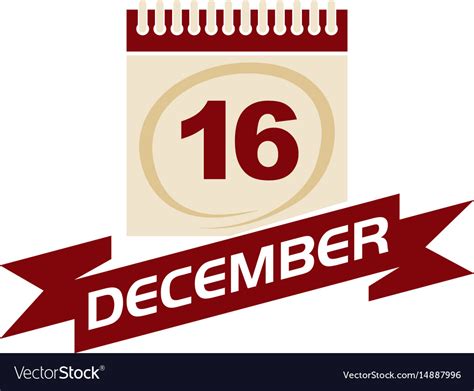 16 december calendar with ribbon Royalty Free Vector Image