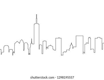 New York Skyline Drawing Outline