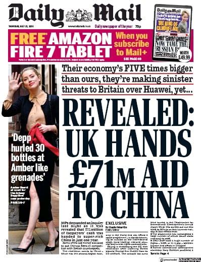 Daily Mail (UK) Front Page for 23 July 2020 | Paperboy Online Newspapers