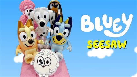 Bluey - Seesaw Episode! Chloe & Bingo Toys! Pom Pom and bonus coloring ...