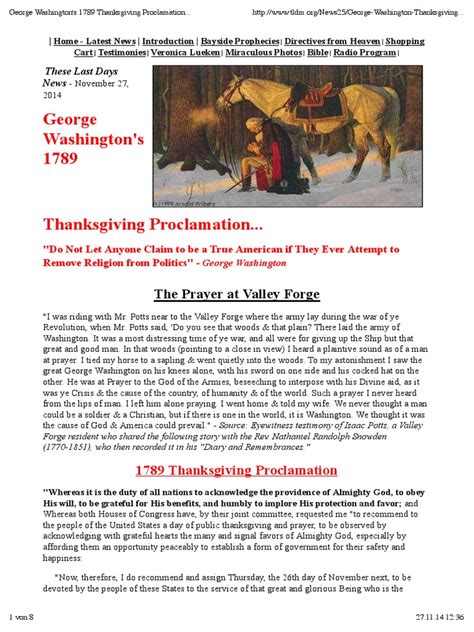 George Washington's 1789 Thanksgiving Proclamation... | Mary, Mother Of ...