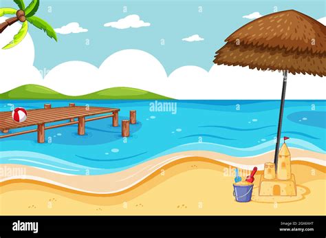 Beach scene cartoon hi-res stock photography and images - Alamy