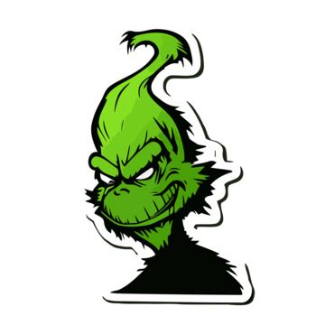 The Grinch Sticker With Green Hair And Green Eyes Clipart Vector ...