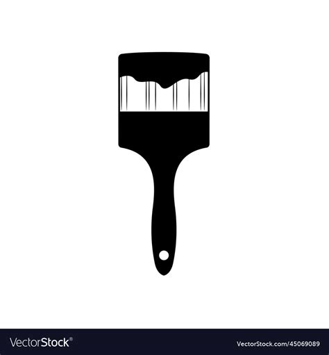 Paint brush silhouette black and white icon Vector Image