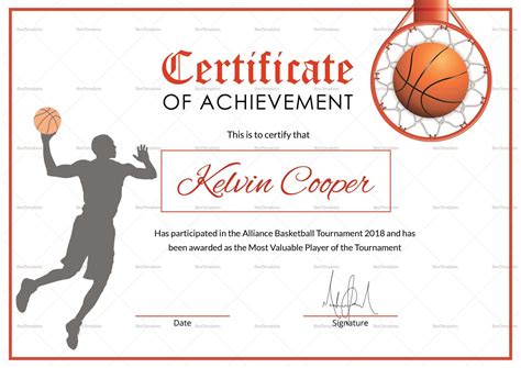 Basketball Award Achievement Certificate Template pertaining to Sports ...