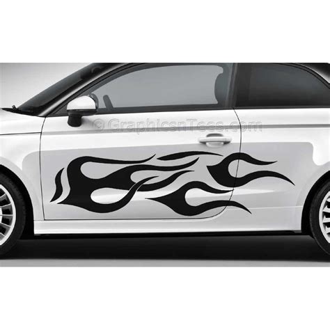 Flames Custom Car Stickers Vinyl Graphic Decals x 2 - Large