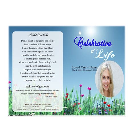 Celebration Of Life Announcement Template