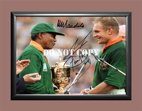 Nelson Mandela Francois Pienaar 2005 World Cup Signed Autographed Photo ...