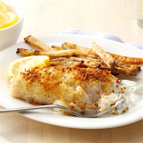 Fish & Chips with Dipping Sauce Recipe | Taste of Home