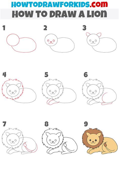 How to Draw a Lion Step by Step in 2023 | Lion drawing simple, Cute ...