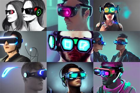 cyberpunk vr headset concept art, neon glasses, thin, | Stable Diffusion