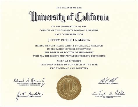 doctoral diploma – Jeff La Marca, Ph.D.