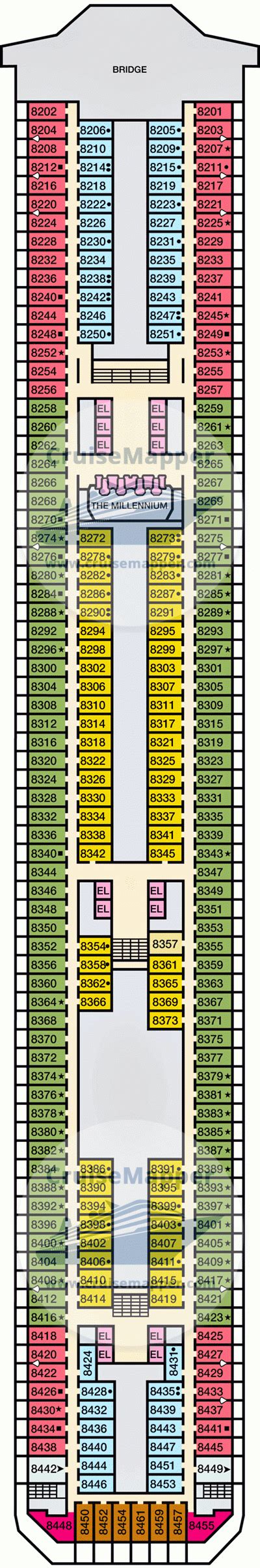 Carnival Freedom deck 8 plan | CruiseMapper