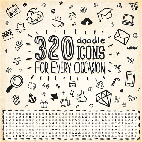 320 Vector Doodle Icons Universal Set Stock Vector | Adobe Stock