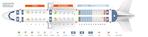 Seat map of the Airbus A321 American Airlines