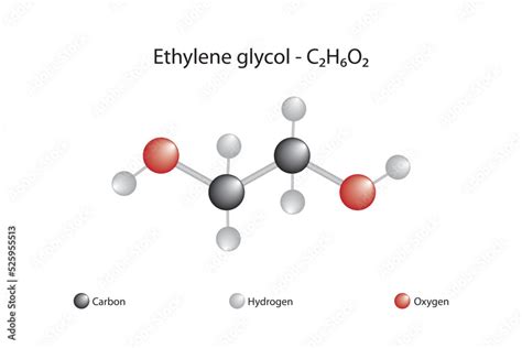 Molecular formula and chemical structure of ethylene glycol Stock ...