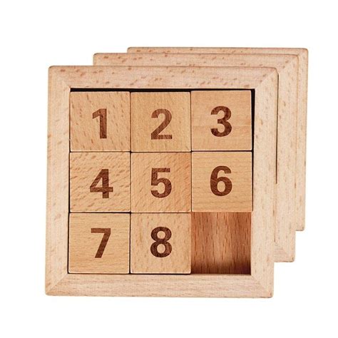 Eight Sliding Tiles IQ Game Toys 8 Puzzle Math Wooden Brain Teaser ...