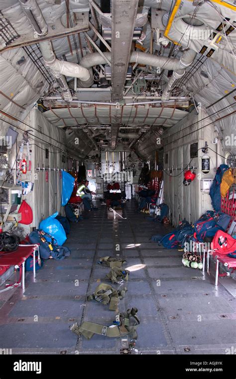 Interior of the Lockheed Hercules C-130K military cargo aircraft ...