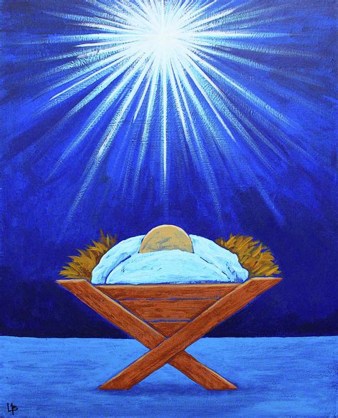 Baby Jesus in a Manger at Christmas Painting by Lance Brown - Fine Art ...