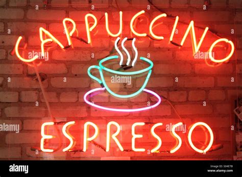 A neon coffee shop sign Stock Photo - Alamy