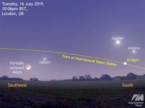 See the International Space Station above the eclipsed Moon on 16 July ...