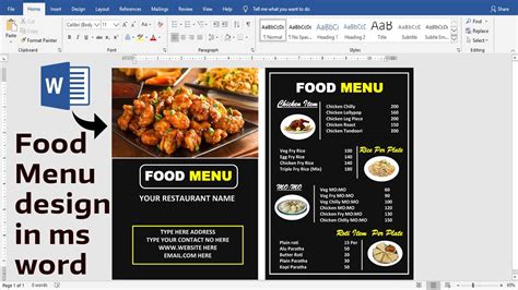 Food Menu design using ms word | Ready to Print | How to make ...