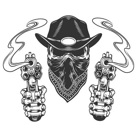 Free Vector | Skull in cowboy hat and scarf