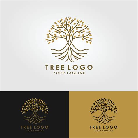 Root Of The Tree logo illustration. Vector silhouette of a tree ...