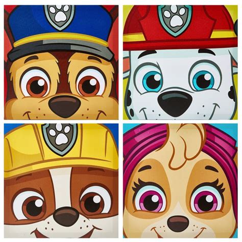 Nickelodeon Paw Patrol Pup 4 Pack Canvas Wall Art - Walmart.com | Paw ...