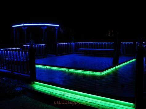 LED Deck Lighting with RGB Flexible LED Strips under railings and deck ...