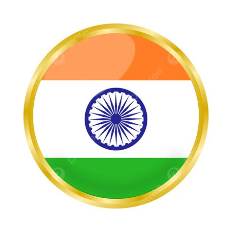 Indian Flag Icon With Golden Outline, Indian Flag, Indian Day, India ...