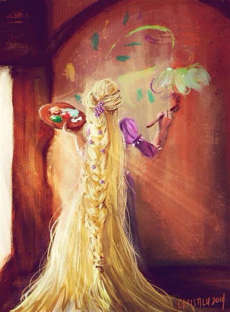 By christilu on tumblr . Rapunzel painting her walls | Disney, Desenhos ...