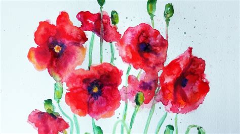 Watercolor Poppies Tutorial | Speed Painting - YouTube