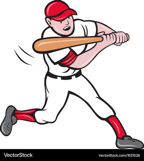 Baseball player batting cartoon style Royalty Free Vector