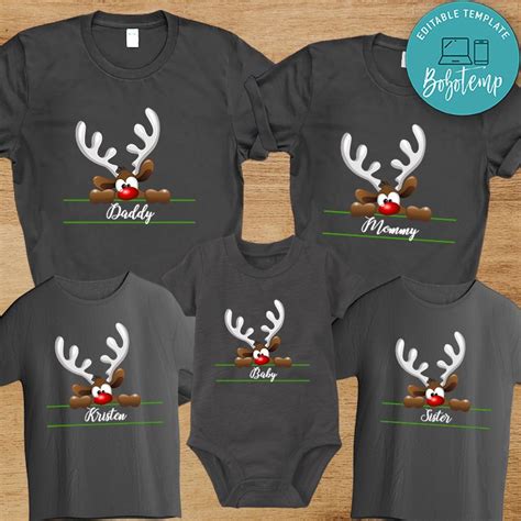 Funny Reindeer Family Matching Christmas Shirts | Bobotemp | Matching ...