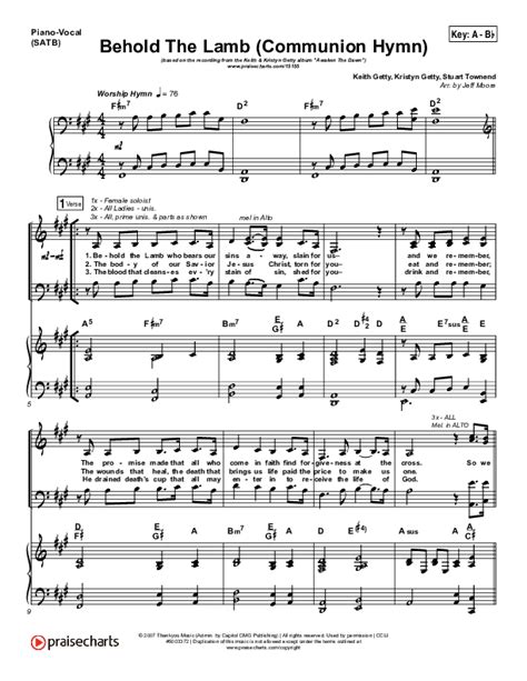 Behold The Lamb (Communion Hymn) Sheet Music PDF (Keith & Kristyn Getty ...