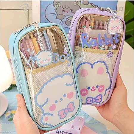 AONUOWE Kawaii Pencil Case Aesthetic Cute Clear Large Pencil Pouch ...