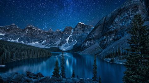 Canada, Nature, Lake, Mountain, Trees, Forest, Stars, Landscape ...