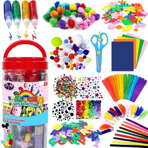 FunzBo Arts and Crafts Supplies Jar for Kids - Craft Art Supply Kit for ...