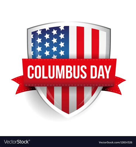 Columbus day on usa flag shield Royalty Free Vector Image