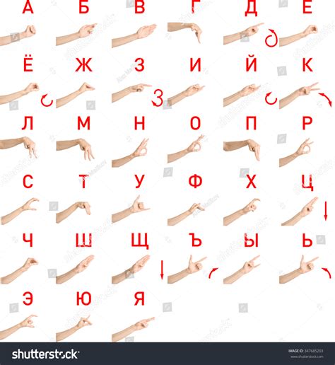 Sign Language Topic: Russian Dictionary Deaf Letters On White Isolated ...