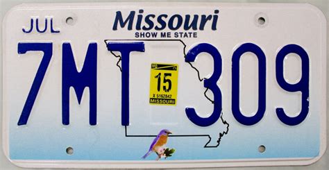 2015 Missouri License Plate (7MT 309)